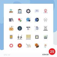 Modern Set of 25 Flat Colors Pictograph of medical basic page error gear Editable Vector Design Elements