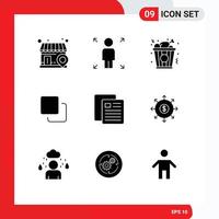 Set of 9 Modern UI Icons Symbols Signs for budget test chicken school stack Editable Vector Design Elements