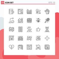 Set of 25 Modern UI Icons Symbols Signs for learning hand business education idea Editable Vector Design Elements