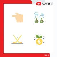 Flat Icon Pack of 4 Universal Symbols of finger hockey left leaf stick Editable Vector Design Elements