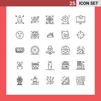 Set of 25 Vector Lines on Grid for computers school architecture graduation preparation Editable Vector Design Elements