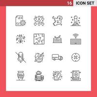 Mobile Interface Outline Set of 16 Pictograms of green pawn ireland finance irish Editable Vector Design Elements