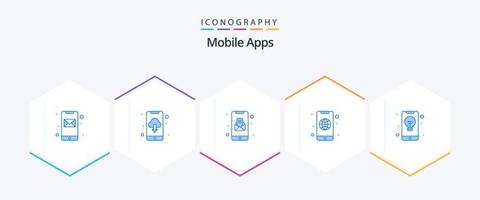 Mobile Apps 25 Blue icon pack including creativity. application. message. mobile. application vector