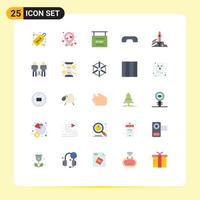 User Interface Pack of 25 Basic Flat Colors of games up race phone hang Editable Vector Design Elements