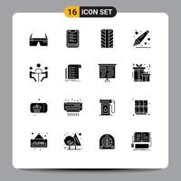 Pictogram Set of 16 Simple Solid Glyphs of discussion businessman motivation business education Editable Vector Design Elements