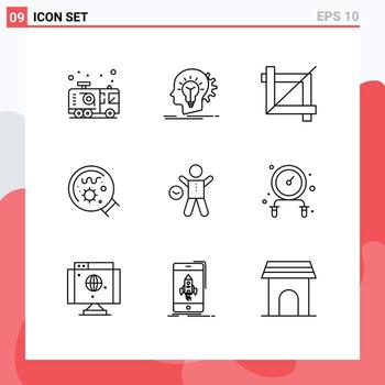 9 Outline concept for Websites Mobile and Apps exercise magnifier idea laboratory graphic Editable Vector Design Elements