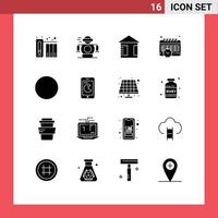 Modern Set of 16 Solid Glyphs Pictograph of buy signal advertising connection schedule Editable Vector Design Elements