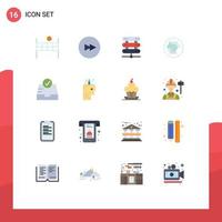 16 Thematic Vector Flat Colors and Editable Symbols of education inbox network check ring Editable Pack of Creative Vector Design Elements