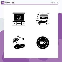 Pack of 4 creative Solid Glyphs of business palm planning credit spring Editable Vector Design Elements