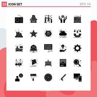 Group of 25 Solid Glyphs Signs and Symbols for programming coding burning world care Editable Vector Design Elements