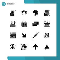 Pictogram Set of 16 Simple Solid Glyphs of technology internet color print newspaper Editable Vector Design Elements