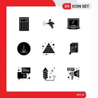 9 Thematic Vector Solid Glyphs and Editable Symbols of pyramid career computer download laptop Editable Vector Design Elements