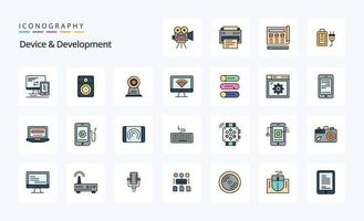 25 Device And Development Line Filled Style icon pack vector