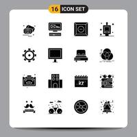 Group of 16 Modern Solid Glyphs Set for appliances building box construction bath Editable Vector Design Elements