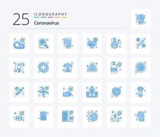 Coronavirus 25 Blue Color icon pack including lab. time. virus. pulse. beat vector