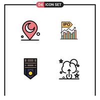 4 Universal Filledline Flat Color Signs Symbols of minaret badge ipo modern rank Editable Vector Design Elements