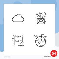 4 Line concept for Websites Mobile and Apps cloud flag cloudy love place Editable Vector Design Elements