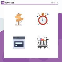 Set of 4 Commercial Flat Icons pack for direction internet sign stop watch web Editable Vector Design Elements