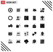 25 Universal Solid Glyph Signs Symbols of video game game education controller moon Editable Vector Design Elements