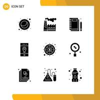 9 iconos creativos signos y símbolos modernos de signos de inversión ubicación de pin de cuaderno elementos de diseño vectorial editables vector