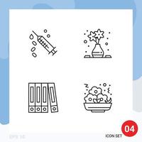 Set of 4 Modern UI Icons Symbols Signs for injection folder treatment column food Editable Vector Design Elements