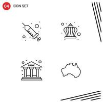 Pictogram Set of 4 Simple Filledline Flat Colors of drop finance spa king building Editable Vector Design Elements