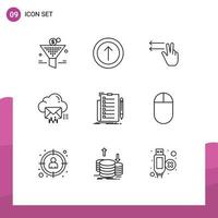 9 Universal Outlines Set for Web and Mobile Applications check expertise gesture message email Editable Vector Design Elements