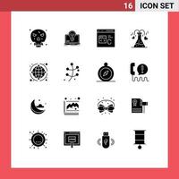Universal Icon Symbols Group of 16 Modern Solid Glyphs of love flask file chemical develop Editable Vector Design Elements