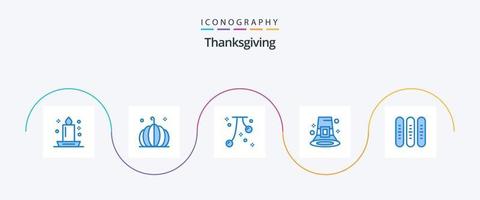 Thanks Giving Blue 5 Icon Pack Including hat. fall. vegetable. event. fall vector