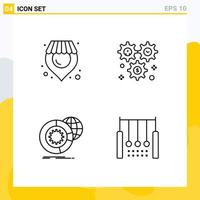 Set of 4 Commercial Filledline Flat Colors pack for location big data cog configuration globe Editable Vector Design Elements