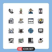 Universal Icon Symbols Group of 16 Modern Flat Color Filled Lines of pen file line worker signs map Editable Creative Vector Design Elements