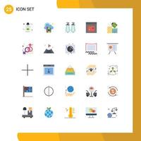 conjunto moderno de 25 colores planos y símbolos, como paquetes de pendientes de regalo, elementos de diseño de vectores editables de comunicación de usuario