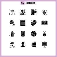 Set of 16 Commercial Solid Glyphs pack for search token image signature wifi Editable Vector Design Elements