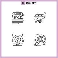 Line Pack of 4 Universal Symbols of gadget solution printer value drawing Editable Vector Design Elements