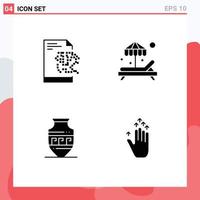 4 Creative Icons Modern Signs and Symbols of file jar beach amphora hand arrow Editable Vector Design Elements