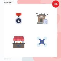 4 Universal Flat Icons Set for Web and Mobile Applications best fun position document play Editable Vector Design Elements