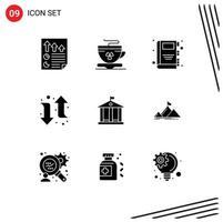 9 Universal Solid Glyph Signs Symbols of money bank ireland right arrow Editable Vector Design Elements