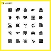 Pictogram Set of 25 Simple Solid Glyphs of building insight easter imagination creativity Editable Vector Design Elements