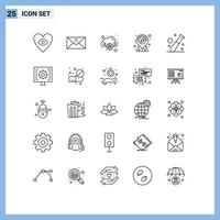 Set of 25 Modern UI Icons Symbols Signs for gym baseball cloud ball location Editable Vector Design Elements