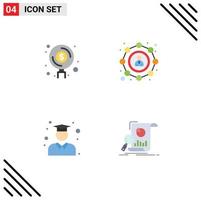 Pictogram Set of 4 Simple Flat Icons of finance education investment seo graduation Editable Vector Design Elements