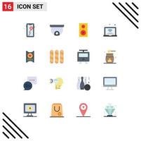 16 Thematic Vector Flat Colors and Editable Symbols of heart ticket music class wifi internet of things Editable Pack of Creative Vector Design Elements