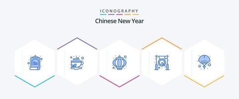 año nuevo chino 25 paquete de iconos azules que incluye chino. gong. chino. chino. asiático vector