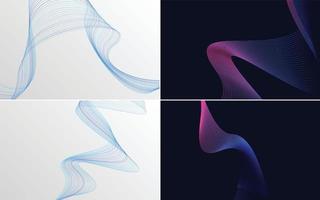 paquete de fondo de vector abstracto de curva de onda para un diseño contemporáneo y elegante
