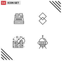 4 Thematic Vector Filledline Flat Colors and Editable Symbols of fax firewall shopping crypto wall Editable Vector Design Elements