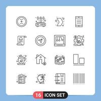 Mobile Interface Outline Set of 16 Pictograms of file cell connection mobile multimedia Editable Vector Design Elements