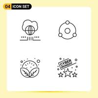 Stock Vector Icon Pack of 4 Line Signs and Symbols for world plant cloud crypto relax Editable Vector Design Elements