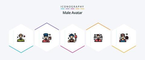 avatar masculino 25 paquete de iconos de línea completa que incluye jugador. baloncesto. masculino. avatar. programación vector