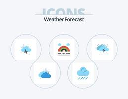 paquete de iconos planos del tiempo 5 diseño de iconos. clima. gota. iluminación. nube. arcoíris vector