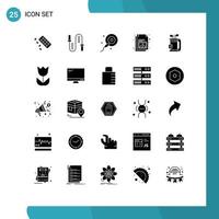 Set of 25 Vector Solid Glyphs on Grid for club image sport gallery business Editable Vector Design Elements