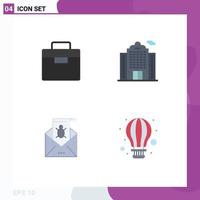 Pack of 4 creative Flat Icons of box mail toolbox house malware Editable Vector Design Elements